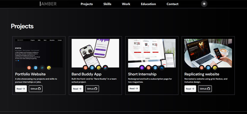 Result of my portfolio website