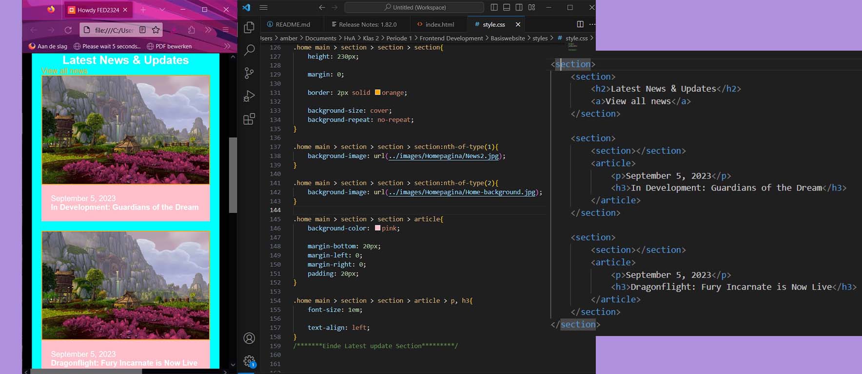 First design of the replica website with code